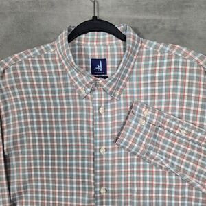 Johnnie-O Shirt mens XL Curtis Gray Blue Red Plaid L/S Button Down stretch